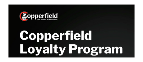 Copperfield Loyalty Program logo on black background.
